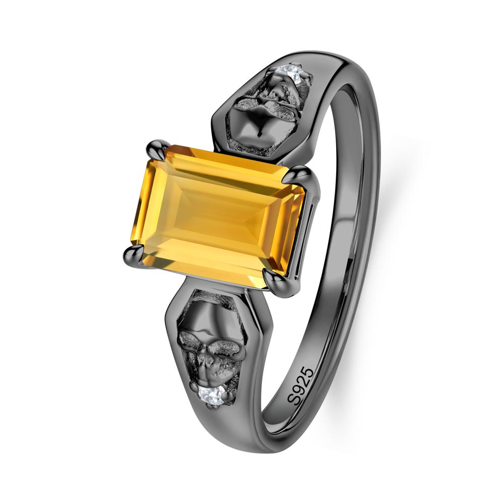 Till Death Emerald Cut Emerald Gothic Skull Ring - LUO Jewelry #gemstone_Citrine