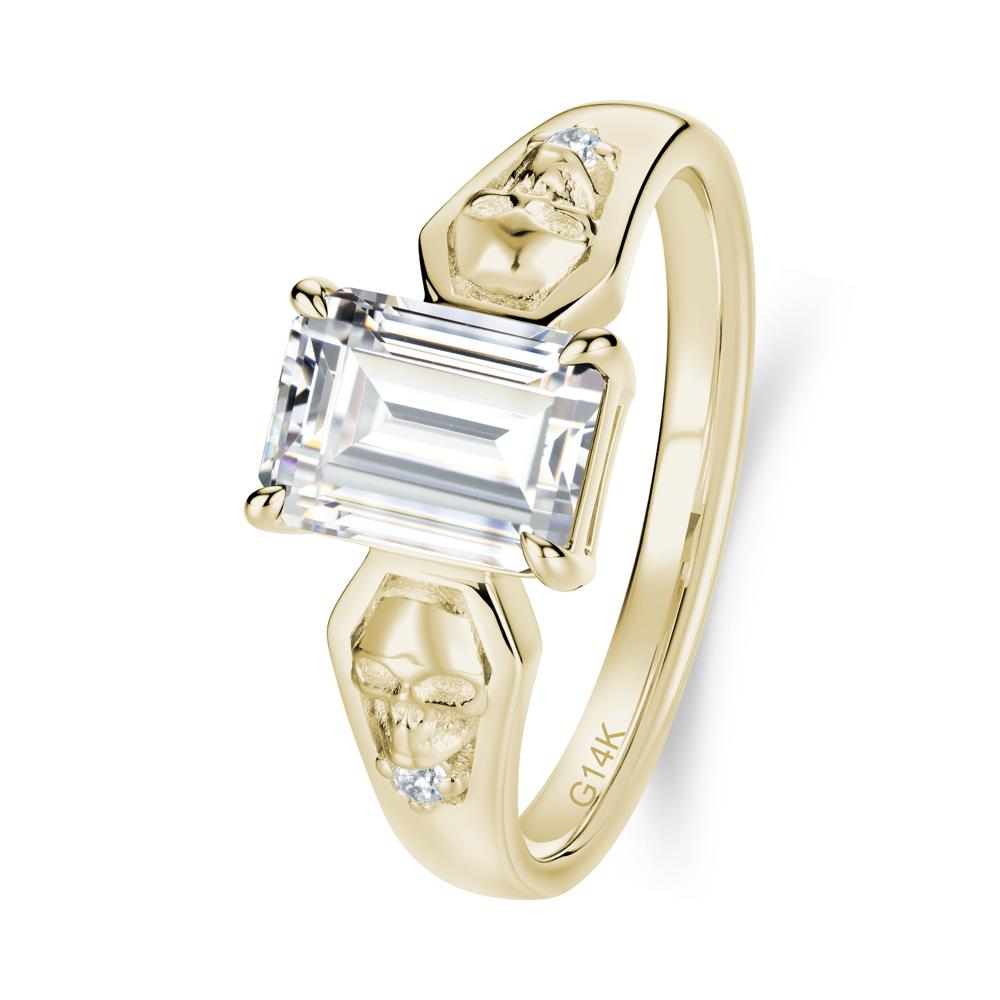 Till Death Emerald Cut Emerald Gothic Skull Ring - LUO Jewelry #gemstone_Cubic Zirconia