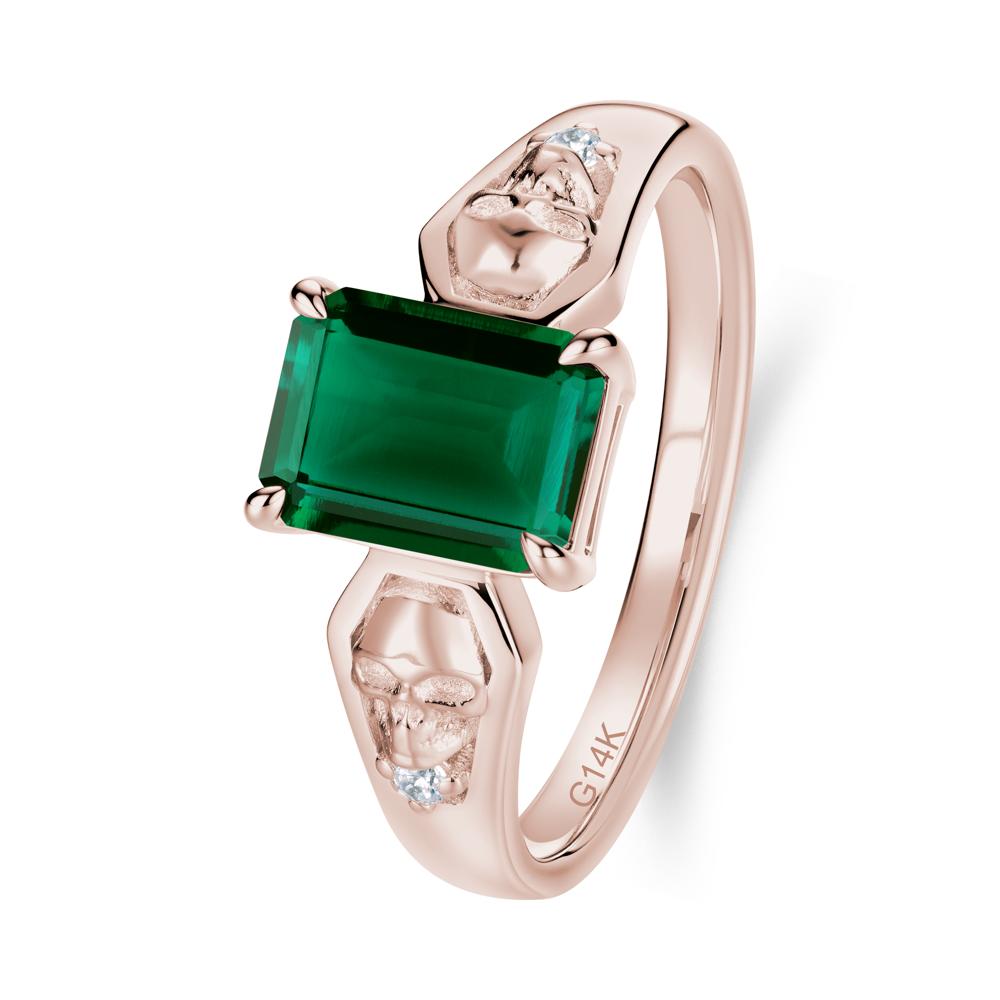 Till Death Emerald Cut Emerald Gothic Skull Ring - LUO Jewelry #gemstone_Emerald