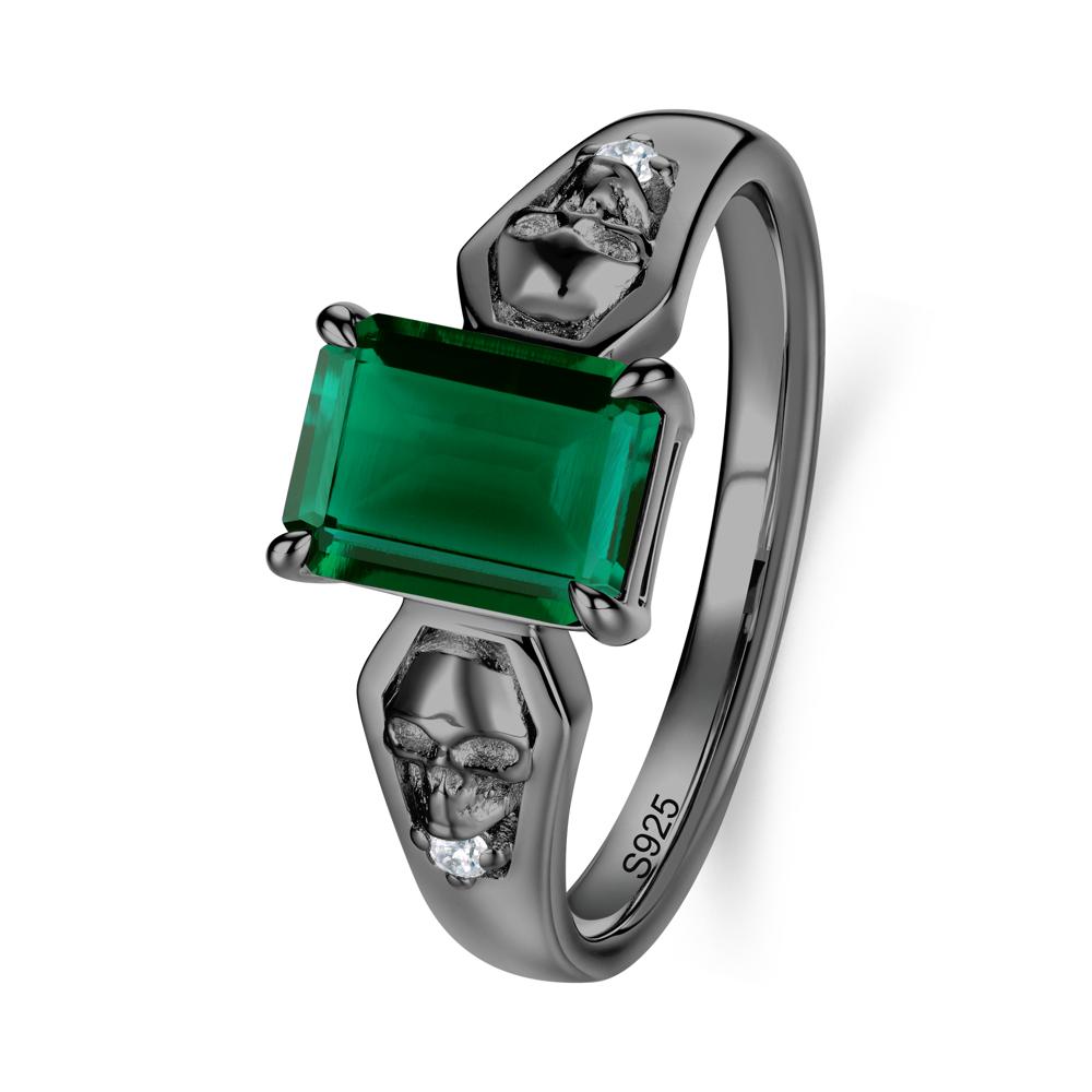 Till Death Emerald Cut Emerald Gothic Skull Ring - LUO Jewelry #gemstone_Emerald