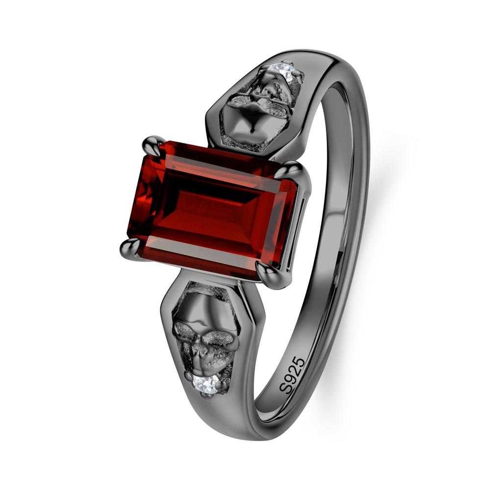 Till Death Emerald Cut Emerald Gothic Skull Ring - LUO Jewelry #gemstone_Garnet