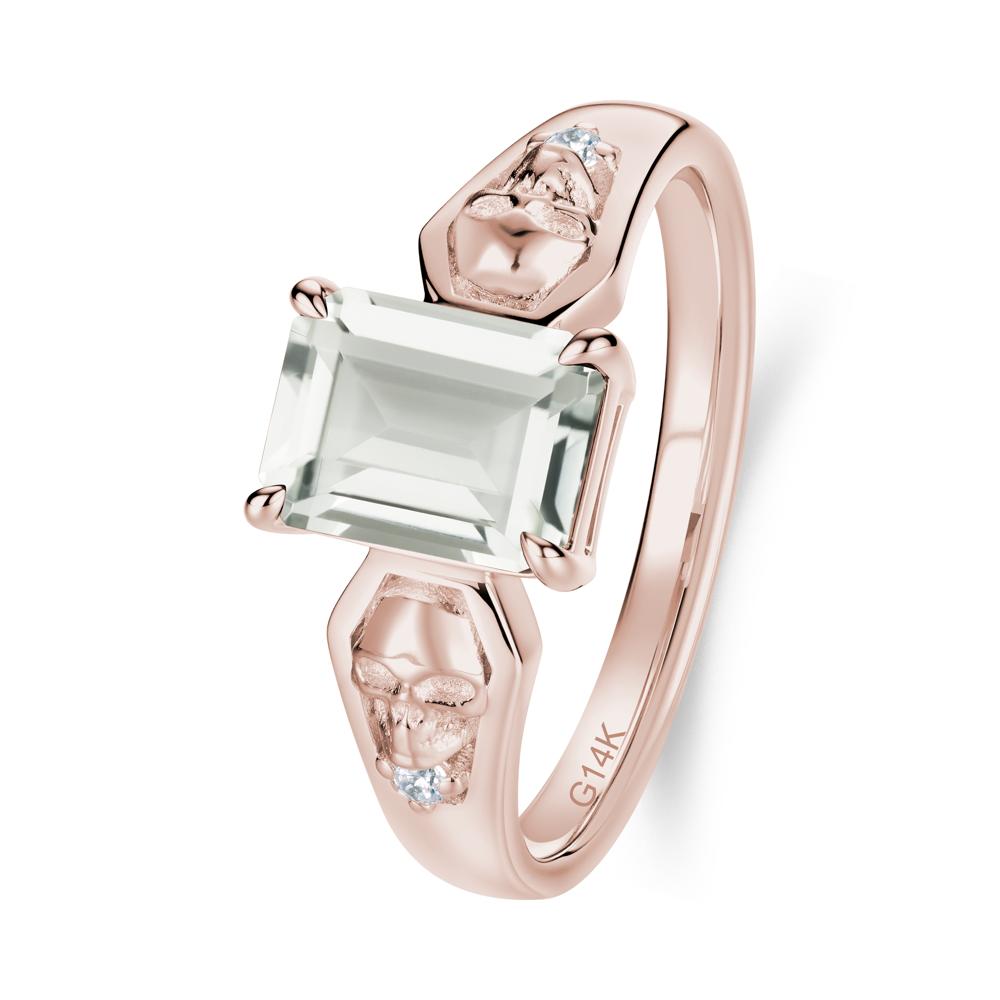 Till Death Emerald Cut Emerald Gothic Skull Ring - LUO Jewelry #gemstone_Green Amethyst