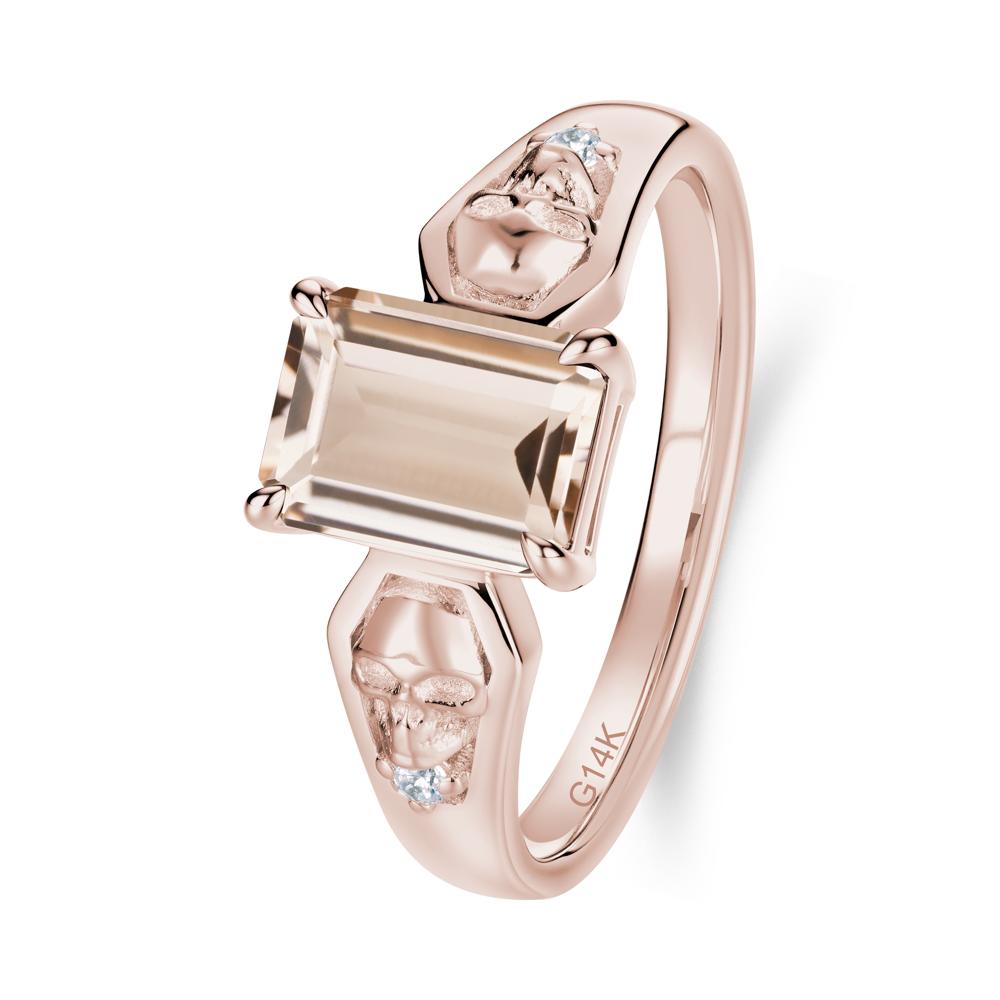 Till Death Emerald Cut Emerald Gothic Skull Ring - LUO Jewelry #gemstone_Morganite