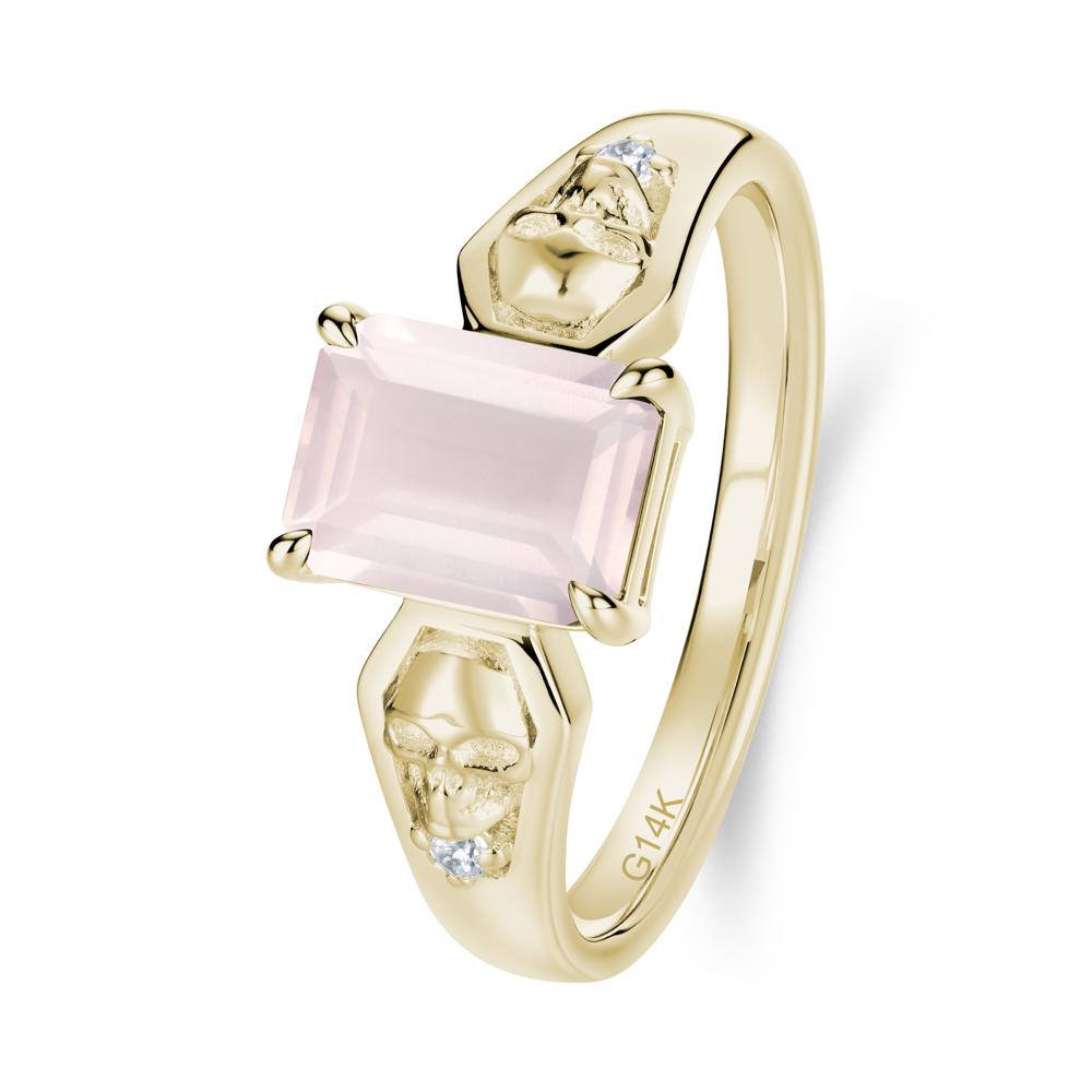 Till Death Emerald Cut Emerald Gothic Skull Ring - LUO Jewelry #gemstone_Rose Quartz