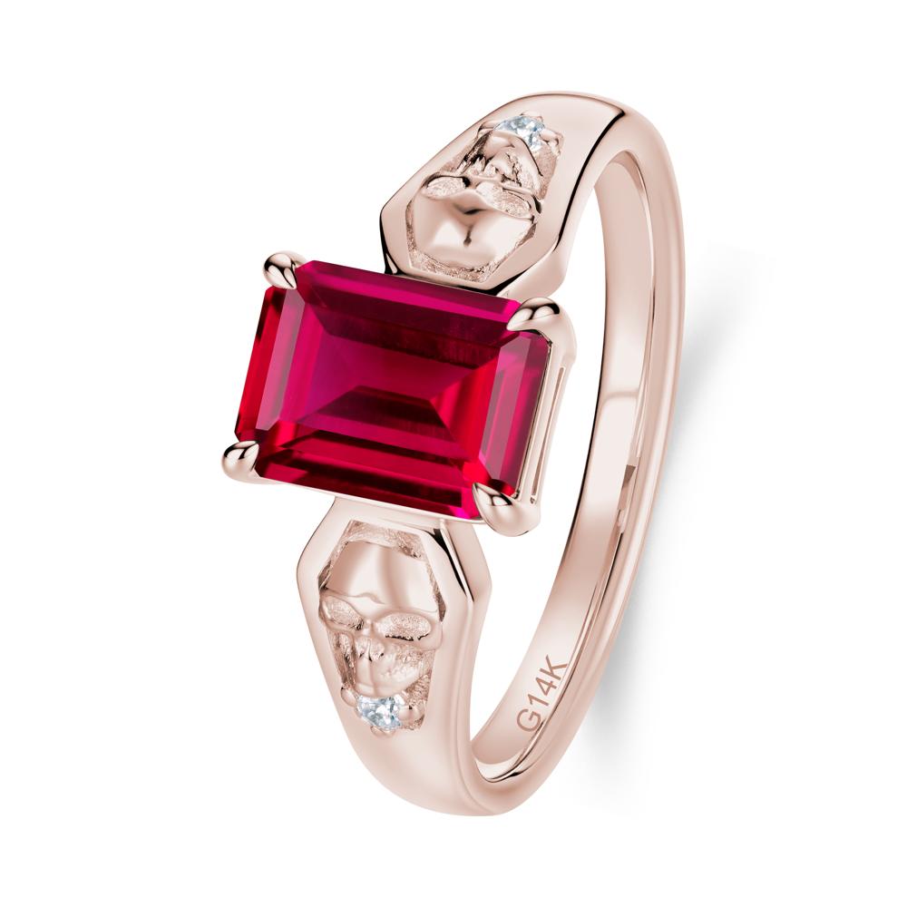 Till Death Emerald Cut Emerald Gothic Skull Ring - LUO Jewelry #gemstone_Ruby