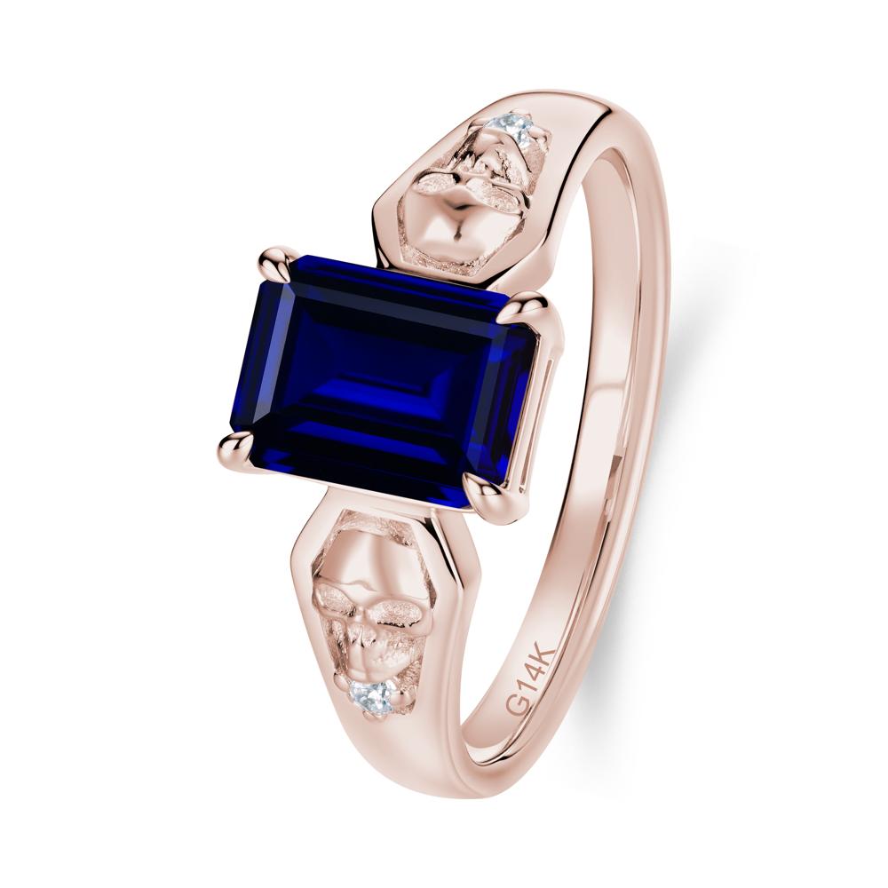 Till Death Emerald Cut Emerald Gothic Skull Ring - LUO Jewelry #gemstone_Sapphire