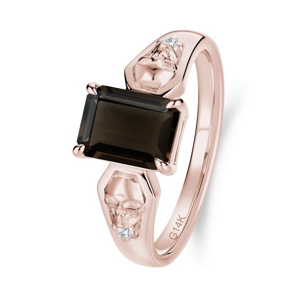 Till Death Emerald Cut Emerald Gothic Skull Ring - LUO Jewelry #gemstone_Smoky Quartz