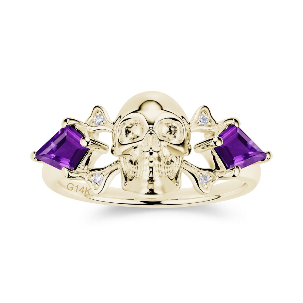 Kite Cut Emerald Till Death Skull Goth Ring - LUO Jewelry #gemstone_Amethyst