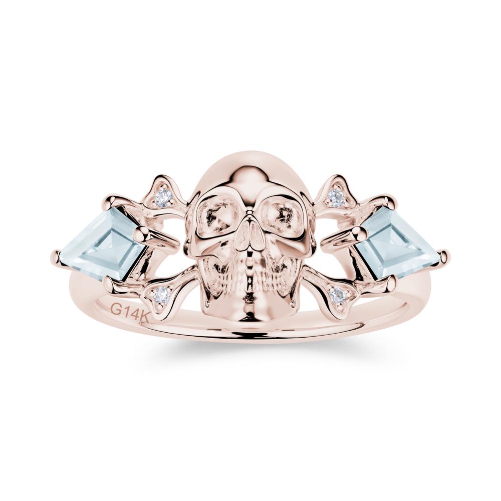Kite Cut Emerald Till Death Skull Goth Ring - LUO Jewelry #gemstone_Aquamarine
