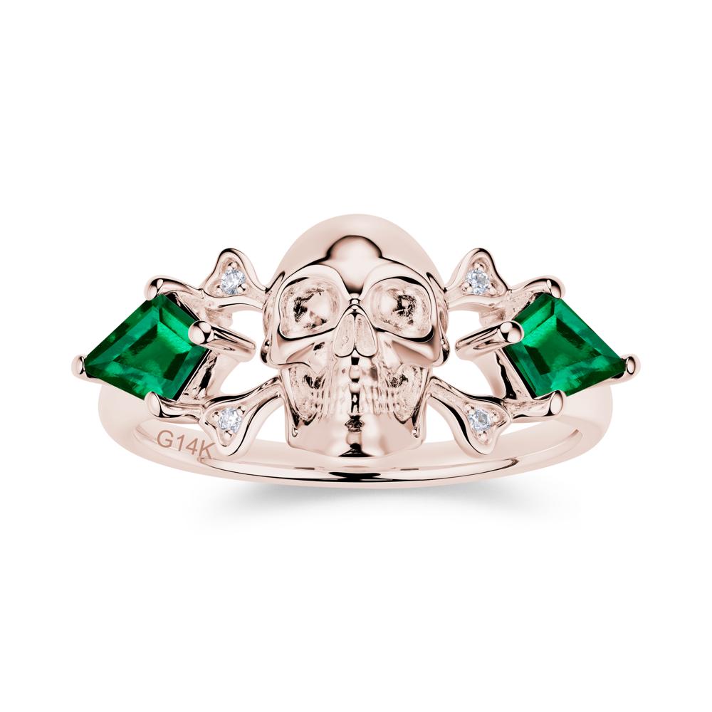 Kite Cut Emerald Till Death Skull Goth Ring - LUO Jewelry #gemstone_Emerald
