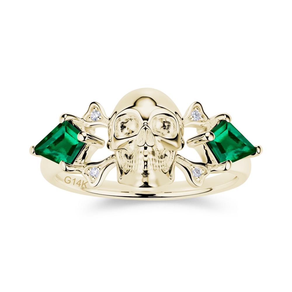 Kite Cut Emerald Till Death Skull Goth Ring - LUO Jewelry #gemstone_Emerald