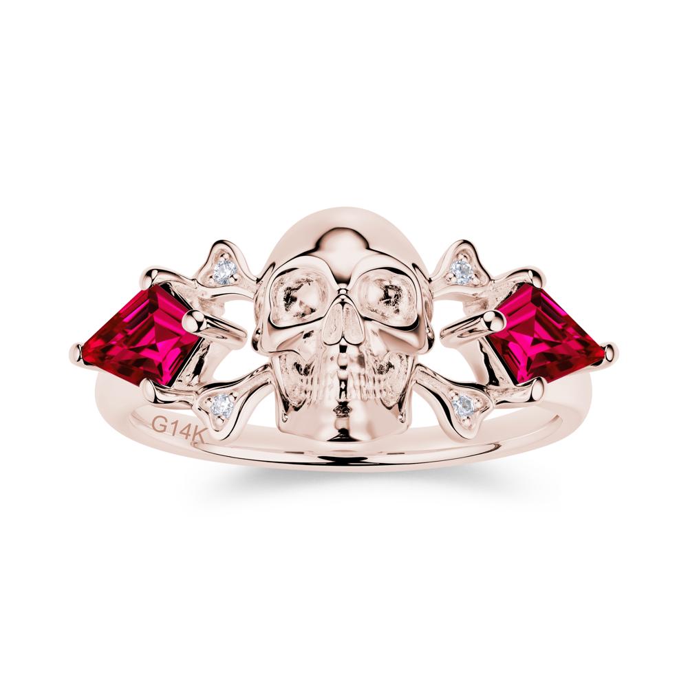 Kite Cut Emerald Till Death Skull Goth Ring - LUO Jewelry #gemstone_Ruby