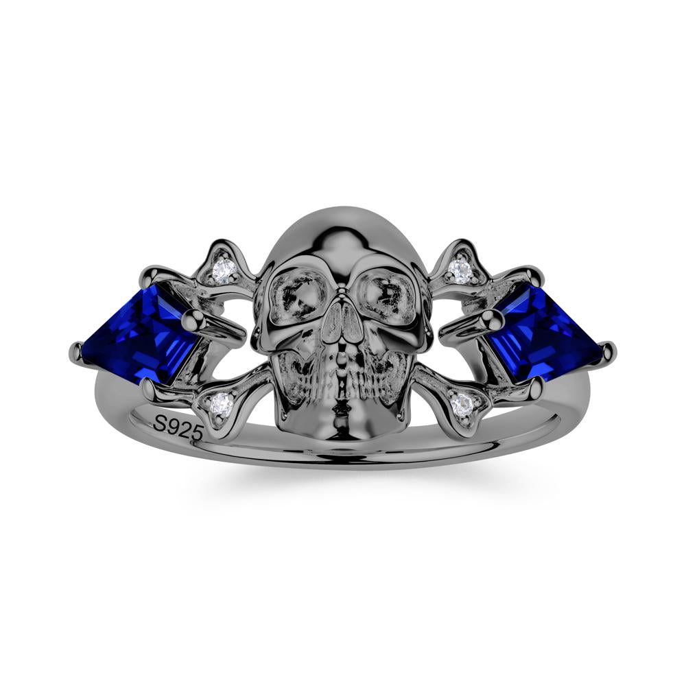 Kite Cut Emerald Till Death Skull Goth Ring - LUO Jewelry #gemstone_Sapphire