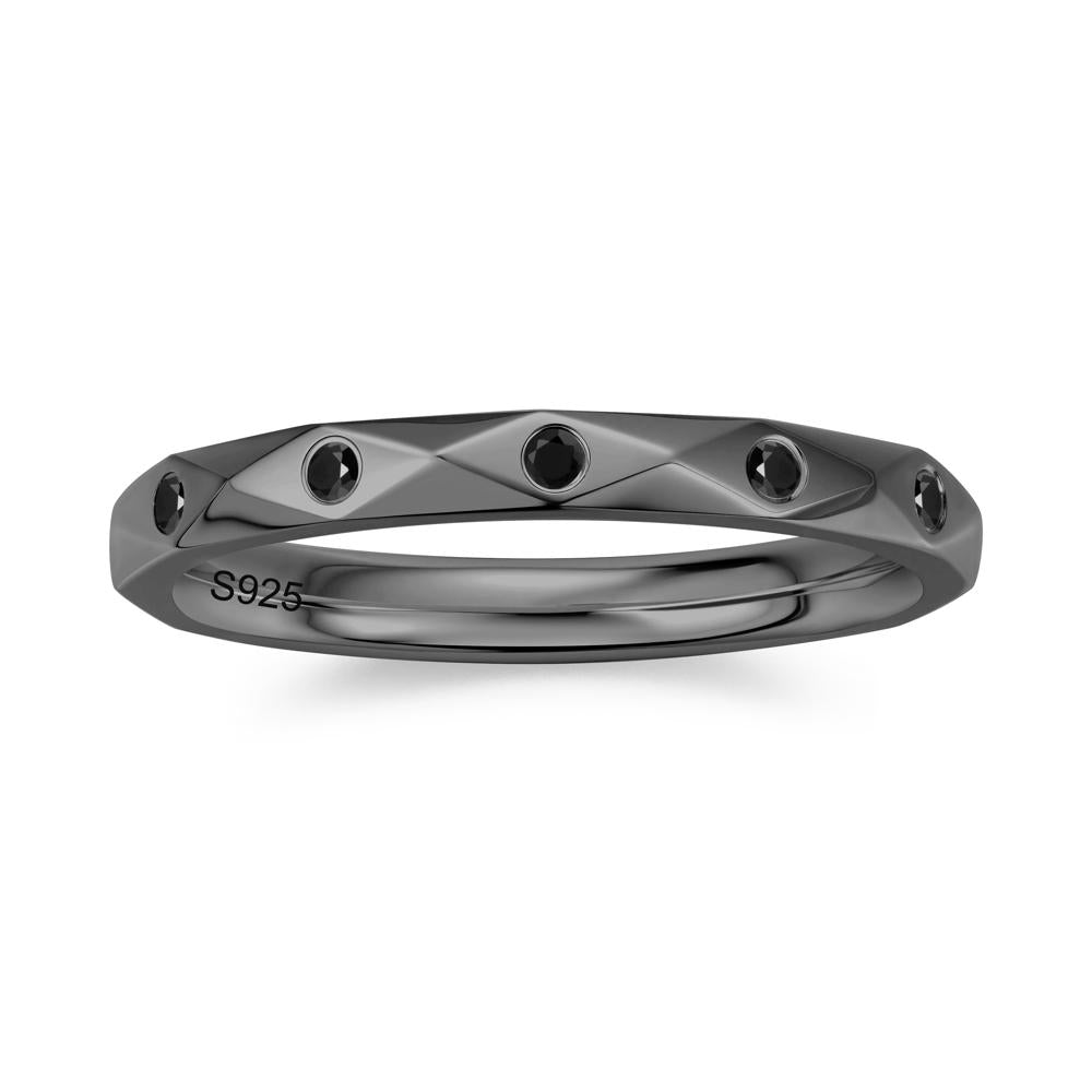 Minimalist Emerald Eternity Wedding Band Ring - LUO Jewelry #gemstone_Black Spinel