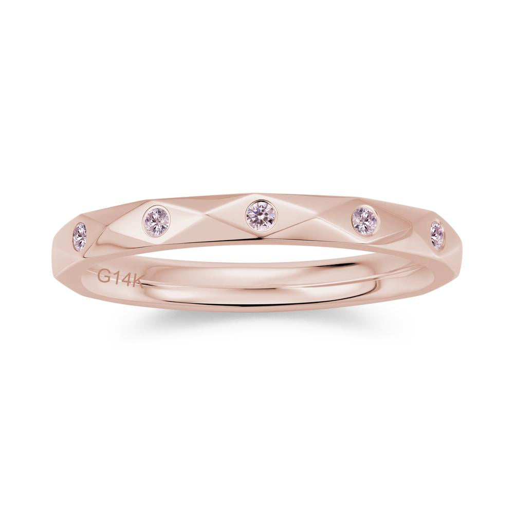 Minimalist Emerald Eternity Wedding Band Ring - LUO Jewelry #gemstone_Pink Cubic Zirconia