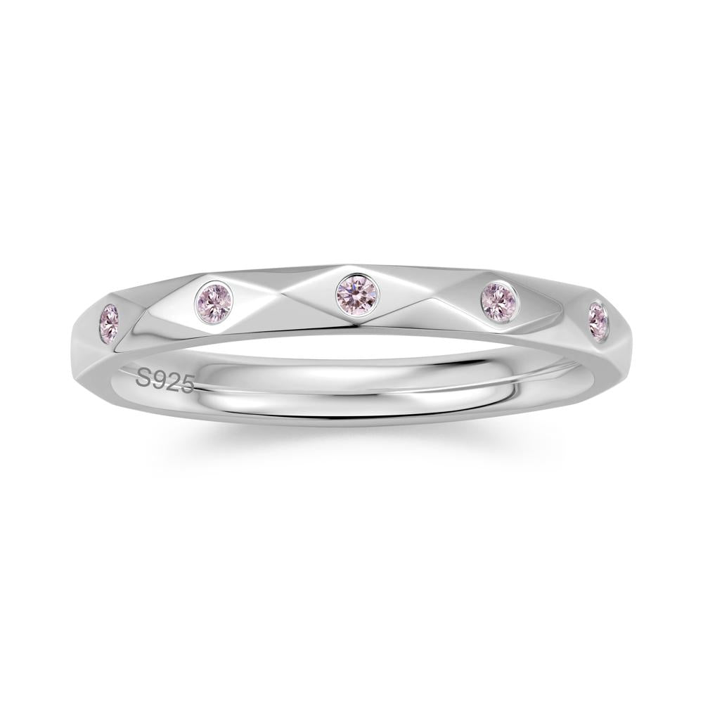 Minimalist Emerald Eternity Wedding Band Ring - LUO Jewelry #gemstone_Pink Cubic Zirconia