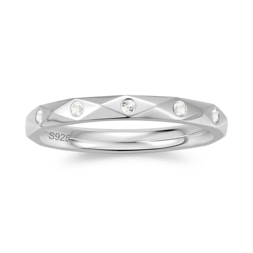 Minimalist Emerald Eternity Wedding Band Ring - LUO Jewelry #gemstone_White Topaz