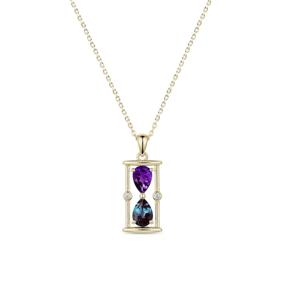 Pear Cut Citrine and Emerald Hourglass Pendant Necklace - LUO Jewelry #gemstone_Alexandrite and Amethyst
