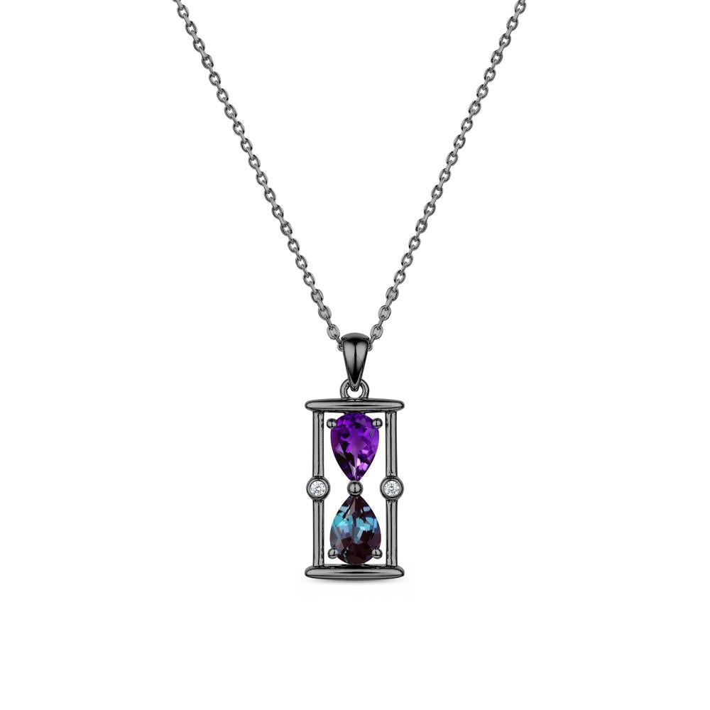 Pear Cut Citrine and Emerald Hourglass Pendant Necklace - LUO Jewelry #gemstone_Alexandrite and Amethyst