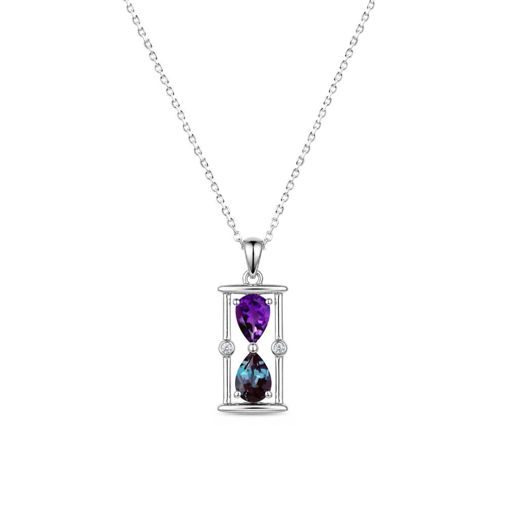 Pear Cut Citrine and Emerald Hourglass Pendant Necklace - LUO Jewelry #gemstone_Alexandrite and Amethyst