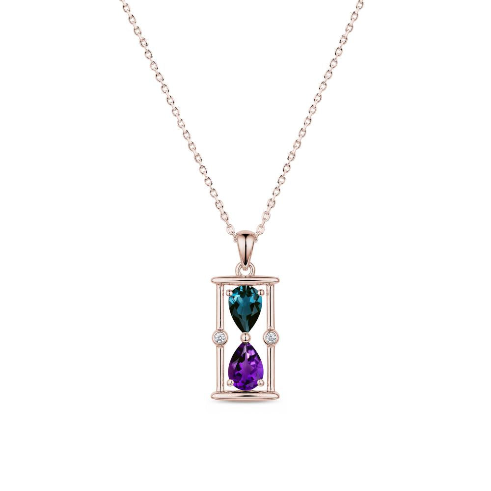 Pear Cut Citrine and Emerald Hourglass Pendant Necklace - LUO Jewelry #gemstone_Amethyst and London Blue Topaz