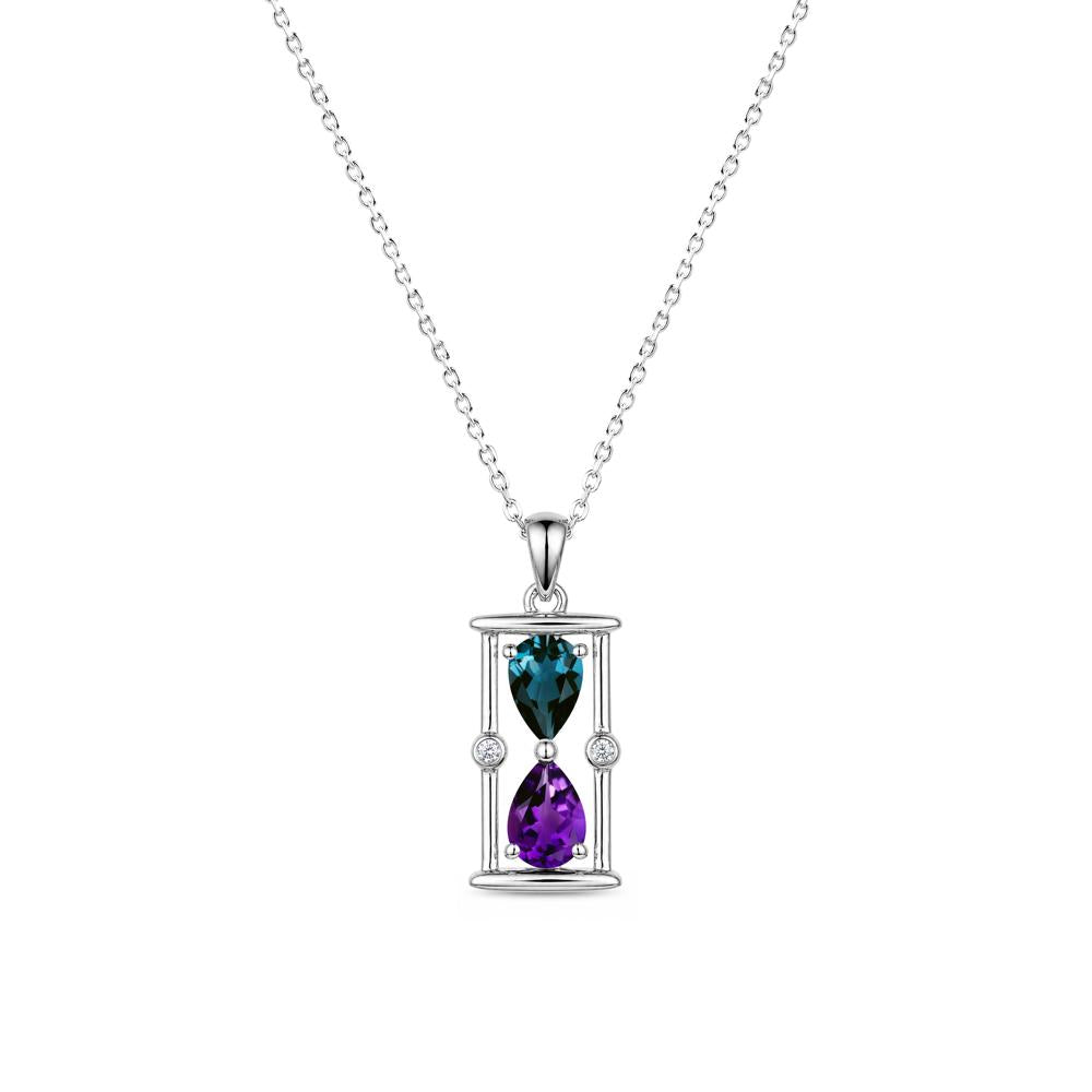 Pear Cut Citrine and Emerald Hourglass Pendant Necklace - LUO Jewelry #gemstone_Amethyst and London Blue Topaz
