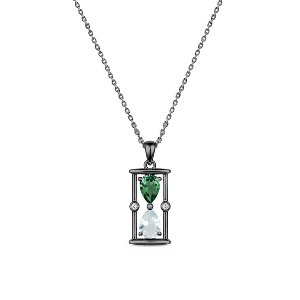 Pear Cut Citrine and Emerald Hourglass Pendant Necklace - LUO Jewelry #gemstone_Aquamarine and Green Sapphire