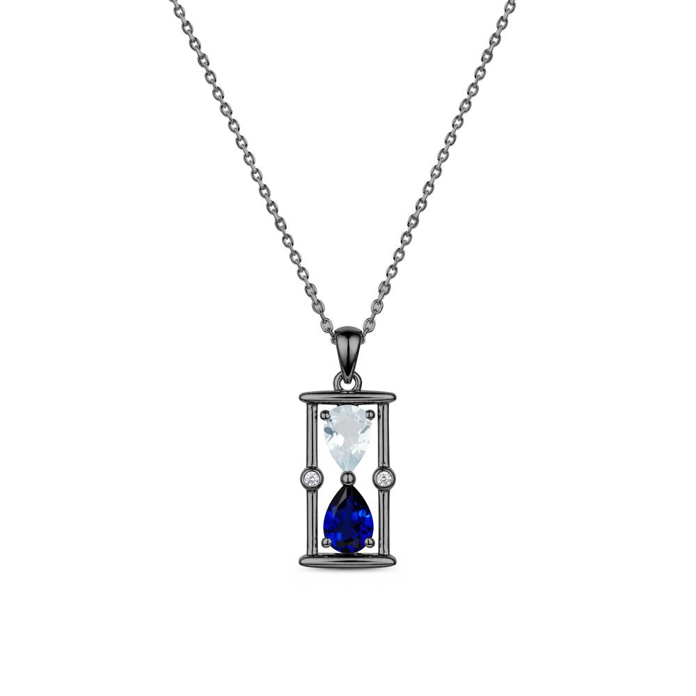 Pear Cut Citrine and Emerald Hourglass Pendant Necklace - LUO Jewelry #gemstone_Aquamarine and Sapphire