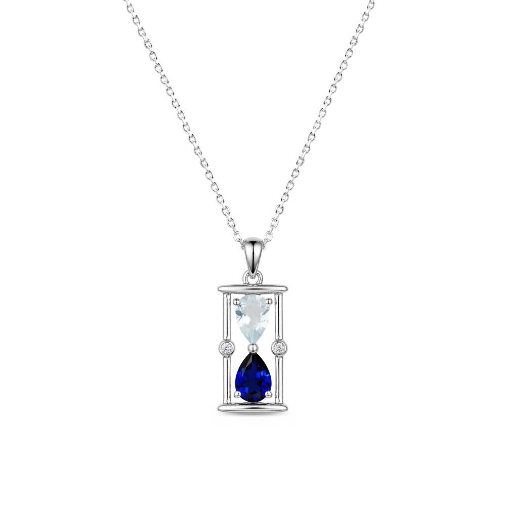 Pear Cut Citrine and Emerald Hourglass Pendant Necklace - LUO Jewelry #gemstone_Aquamarine and Sapphire