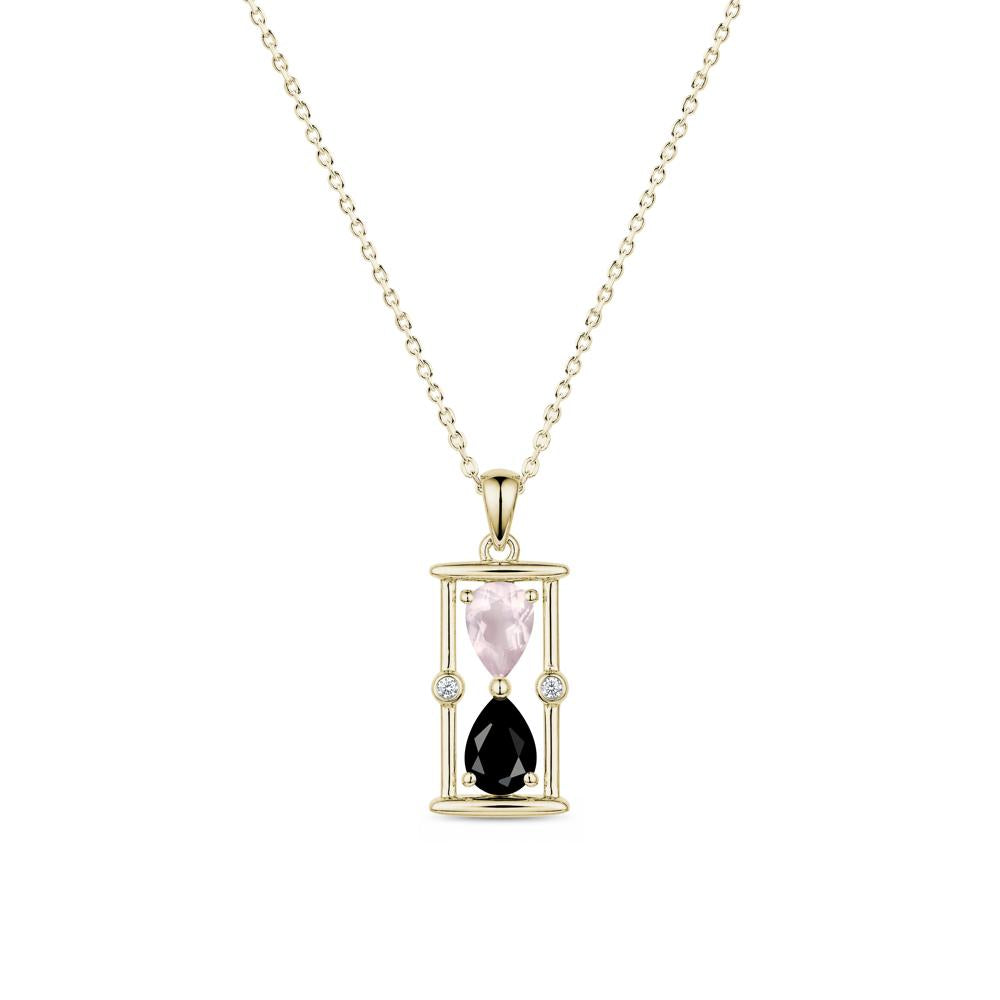 Pear Cut Citrine and Emerald Hourglass Pendant Necklace - LUO Jewelry #gemstone_Black Spinel and Rose Quartz