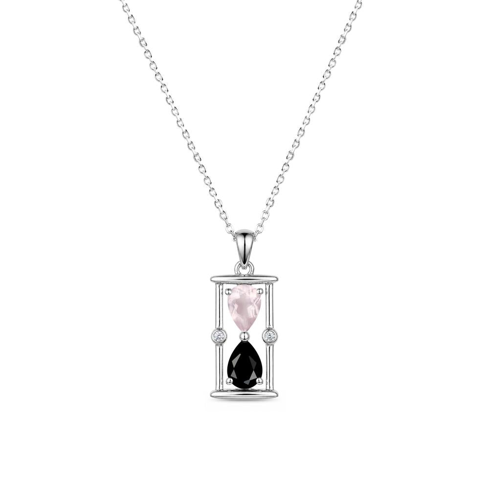 Pear Cut Citrine and Emerald Hourglass Pendant Necklace - LUO Jewelry #gemstone_Black Spinel and Rose Quartz