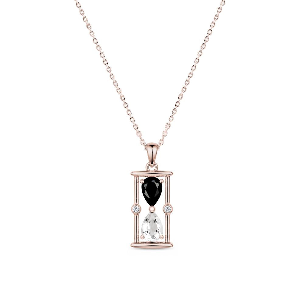 Pear Cut Citrine and Emerald Hourglass Pendant Necklace - LUO Jewelry #gemstone_Black Spinel and White Topaz