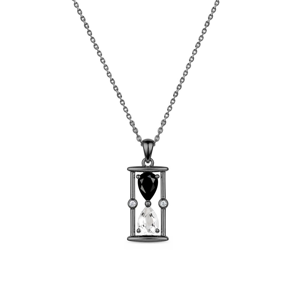 Pear Cut Citrine and Emerald Hourglass Pendant Necklace - LUO Jewelry #gemstone_Black Spinel and White Topaz