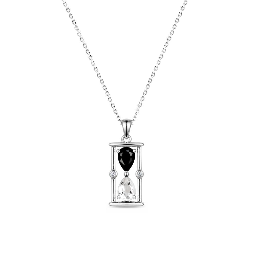 Pear Cut Citrine and Emerald Hourglass Pendant Necklace - LUO Jewelry #gemstone_Black Spinel and White Topaz