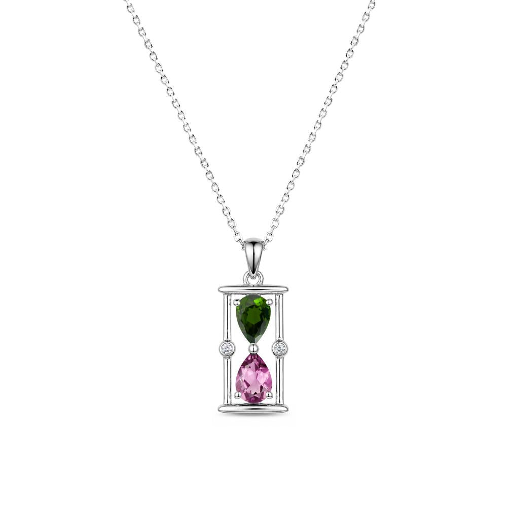 Pear Cut Citrine and Emerald Hourglass Pendant Necklace - LUO Jewelry #gemstone_Diopside and Tourmaline