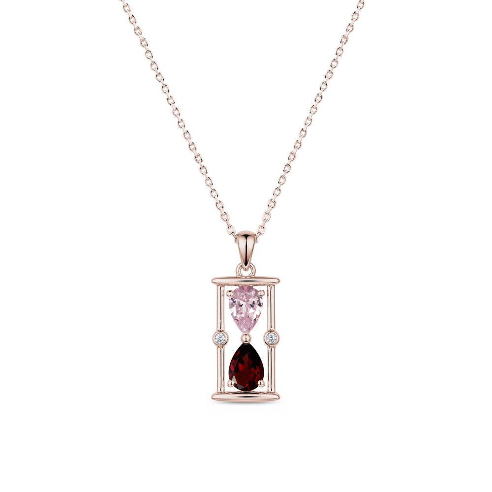 Pear Cut Citrine and Emerald Hourglass Pendant Necklace - LUO Jewelry #gemstone_Garnet and Pink Cubic Zirconia