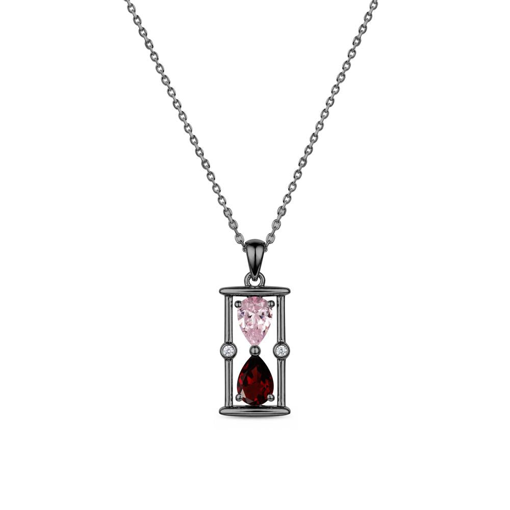 Pear Cut Citrine and Emerald Hourglass Pendant Necklace - LUO Jewelry #gemstone_Garnet and Pink Cubic Zirconia