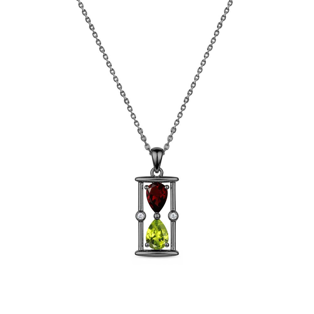 Pear Cut Citrine and Emerald Hourglass Pendant Necklace - LUO Jewelry #gemstone_Garnet and Peridot