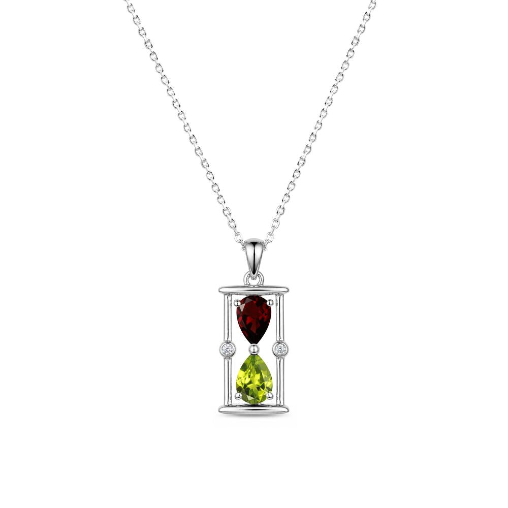 Pear Cut Citrine and Emerald Hourglass Pendant Necklace - LUO Jewelry #gemstone_Garnet and Peridot