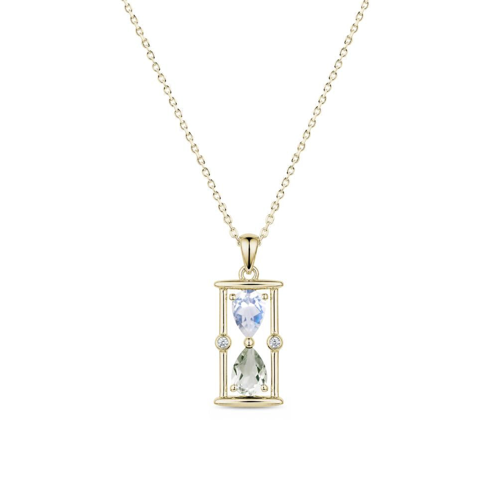 Pear Cut Citrine and Emerald Hourglass Pendant Necklace - LUO Jewelry #gemstone_Green Amethyst and Moonstone