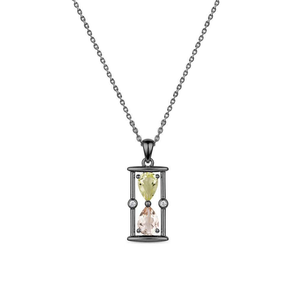 Pear Cut Citrine and Emerald Hourglass Pendant Necklace - LUO Jewelry #gemstone_Lemon Quartz and Morganite