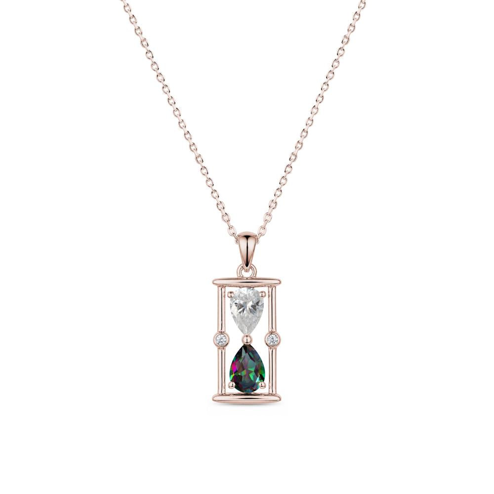 Pear Cut Citrine and Emerald Hourglass Pendant Necklace - LUO Jewelry #gemstone_Moissanite and Mystic Topaz