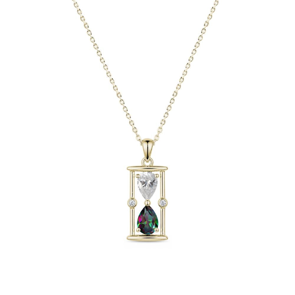 Pear Cut Citrine and Emerald Hourglass Pendant Necklace - LUO Jewelry #gemstone_Moissanite and Mystic Topaz