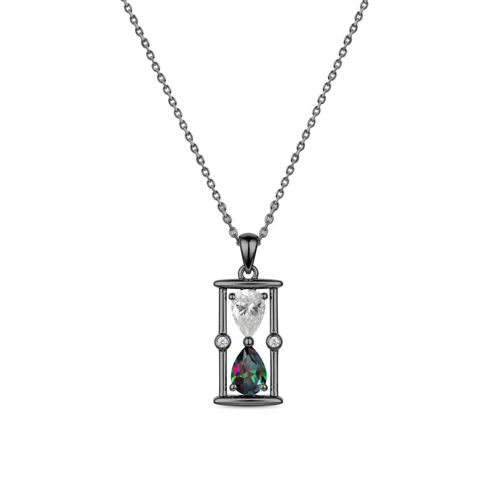 Pear Cut Citrine and Emerald Hourglass Pendant Necklace - LUO Jewelry #gemstone_Moissanite and Mystic Topaz