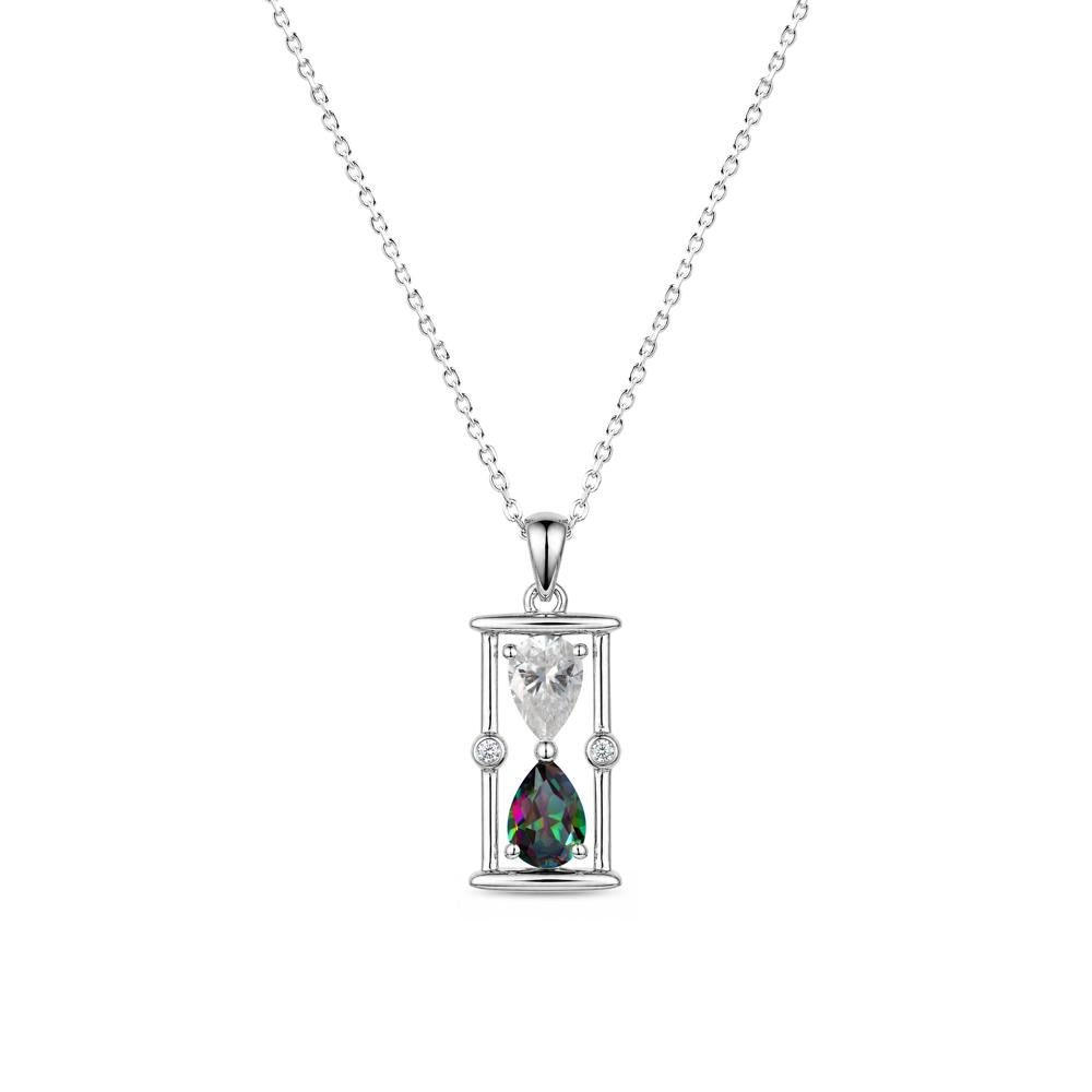 Pear Cut Citrine and Emerald Hourglass Pendant Necklace - LUO Jewelry #gemstone_Moissanite and Mystic Topaz