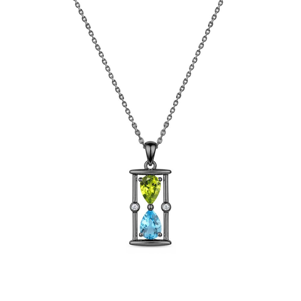 Pear Cut Citrine and Emerald Hourglass Pendant Necklace - LUO Jewelry #gemstone_Peridot and Swiss Blue Topaz