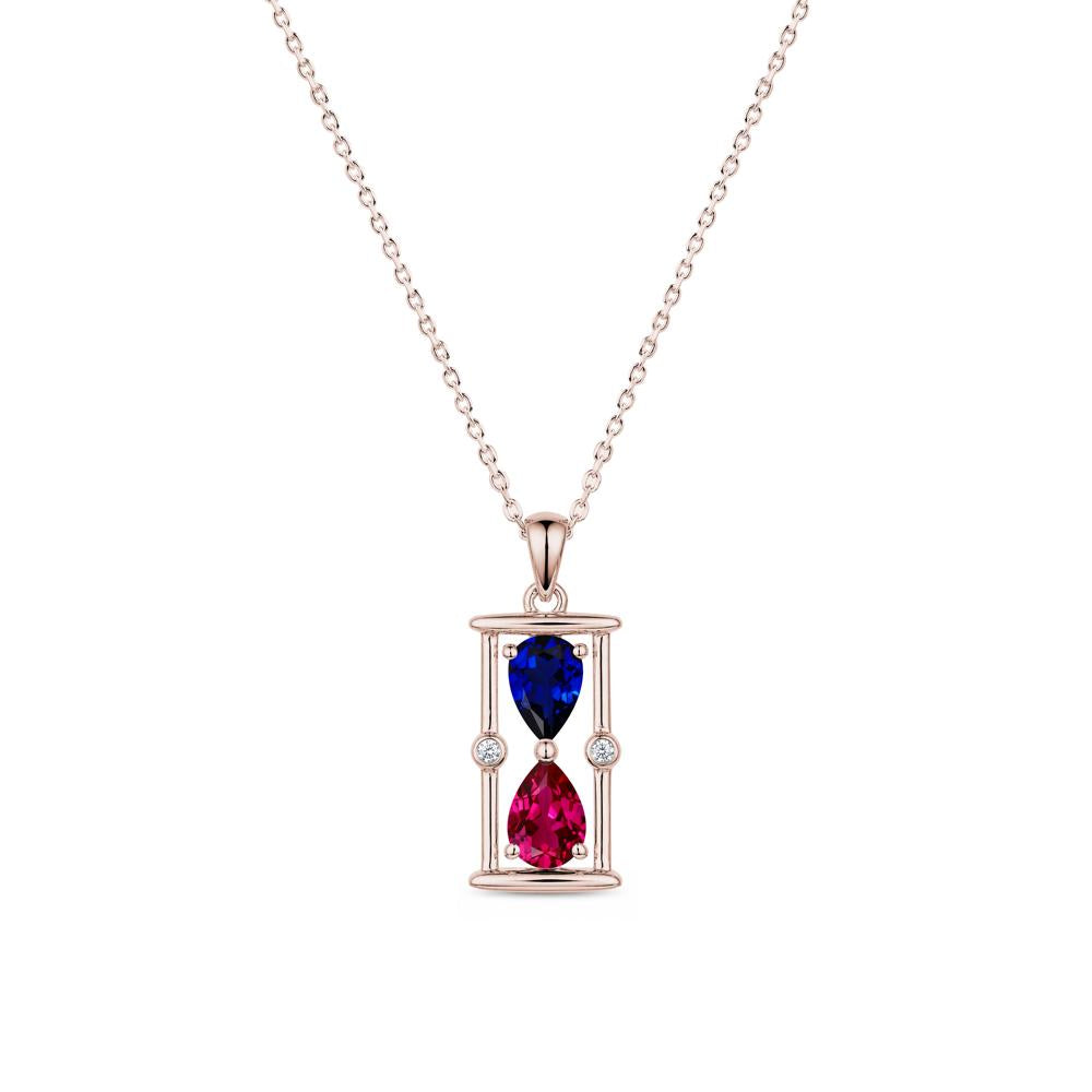 Pear Cut Citrine and Emerald Hourglass Pendant Necklace - LUO Jewelry #gemstone_Ruby and Sapphire
