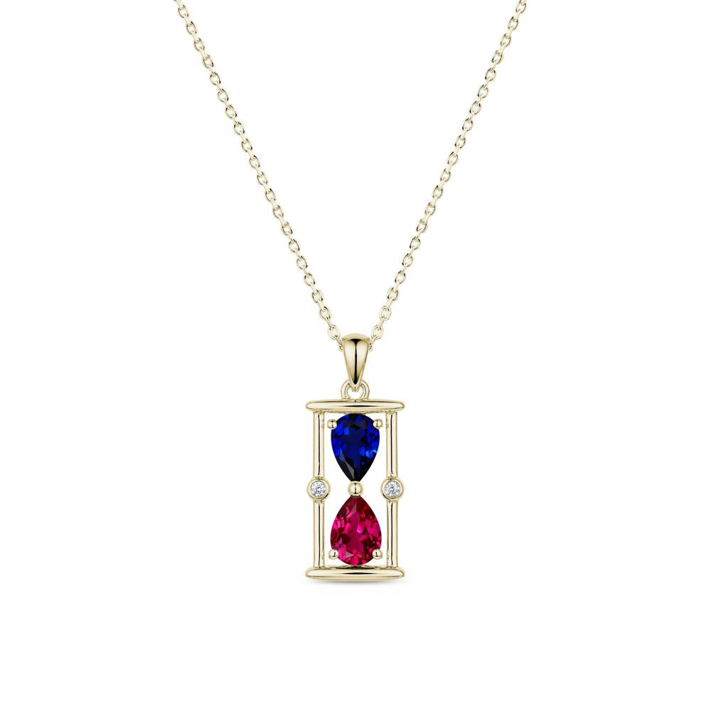 Pear Cut Citrine and Emerald Hourglass Pendant Necklace - LUO Jewelry #gemstone_Ruby and Sapphire