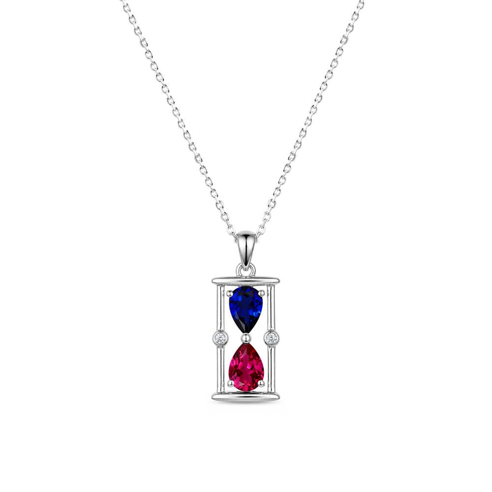 Pear Cut Citrine and Emerald Hourglass Pendant Necklace - LUO Jewelry #gemstone_Ruby and Sapphire