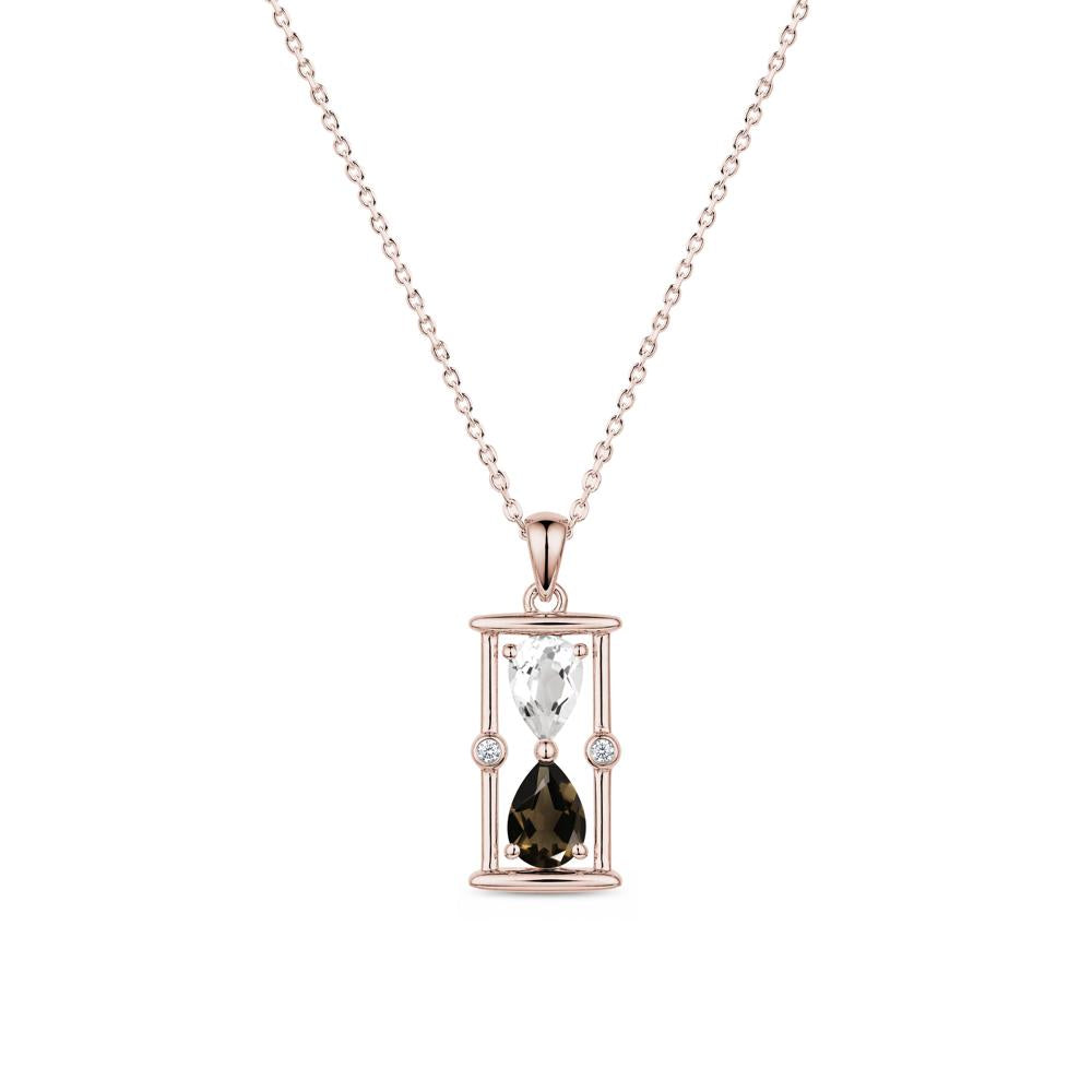 Pear Cut Citrine and Emerald Hourglass Pendant Necklace - LUO Jewelry #gemstone_Smoky Quartz and White Topaz